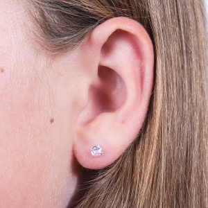 Light Rose 4mm Crystal Screw On Earrings