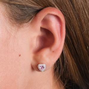 Light Rose Crystal Heart Screw Back Studs