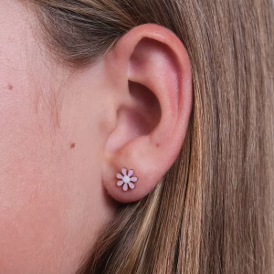 Peach Flower Screw Back Earrings