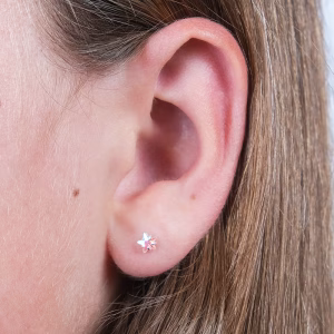 Silver 4mm AB Star Screw On Earrings