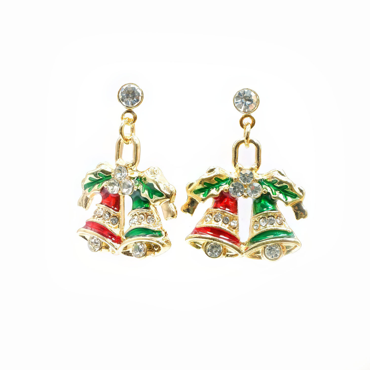 Christmas Bell Crystal Earrings - Image 3