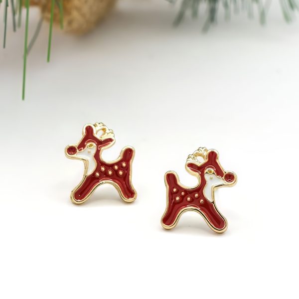 Red Reindeer Stud Earrings