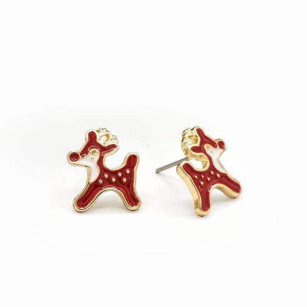 Red Reindeer Stud Earrings - Image 3