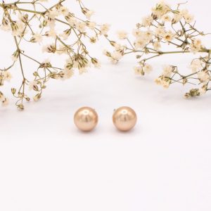 8mm Bronze Pearl Stud Earrings