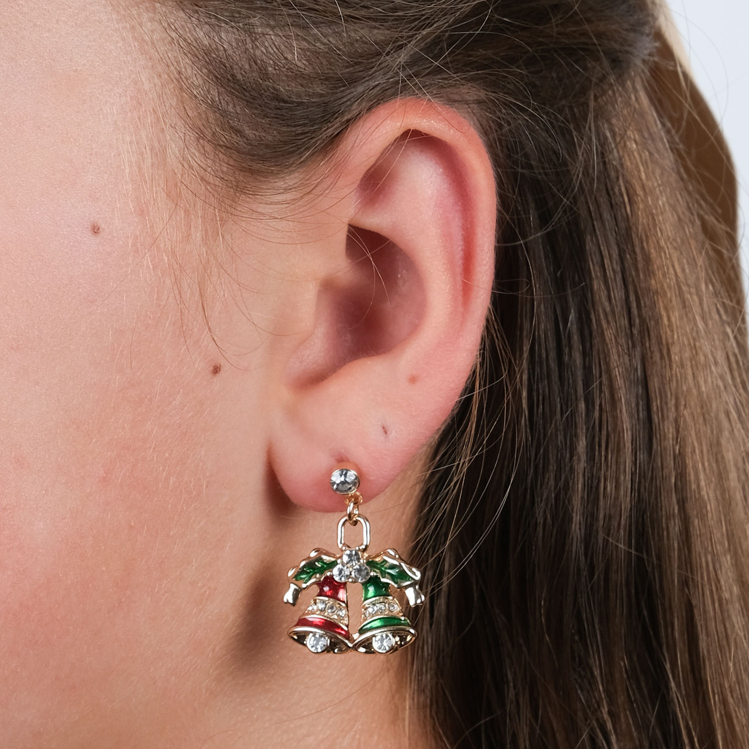 Christmas Bell Crystal Earrings - Image 2