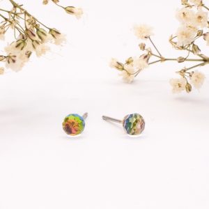 Green Tonal Multifaceted Stud Earrings