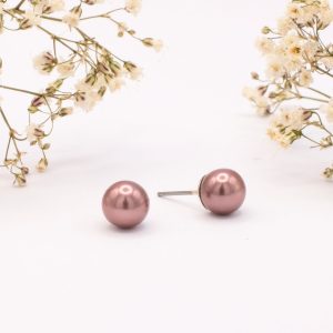 Maroon 8mm Pearl Studs