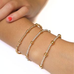 Gold and Silver Beaded Bracelet Trio