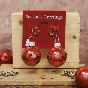 Mitten and Bauble Christmas Earring Set