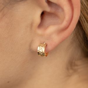 11mm Gold Textured Hoop Earrings