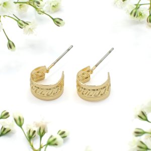 11mm Gold Textured Hoop Earrings