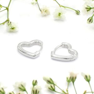 Silver Heart Huggie Hoop