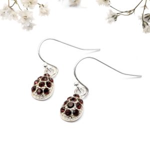 Multifaceted Brown Crystal Drop Earrings