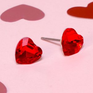 Red Crystal Heart Earrings