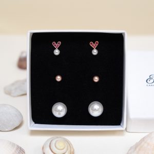 Blush Heart Pearl Earring Set