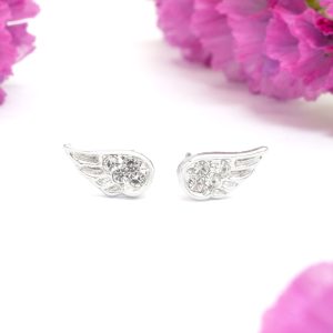 Crystal Angel Wing Stud Earrings