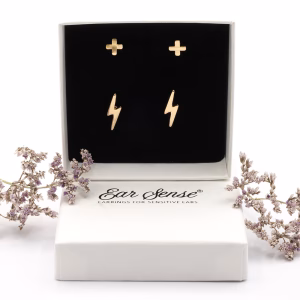 Gold X and Lightning Bolt Stud Set
