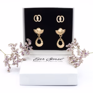 Golden Ray CZ Drop Earring Set