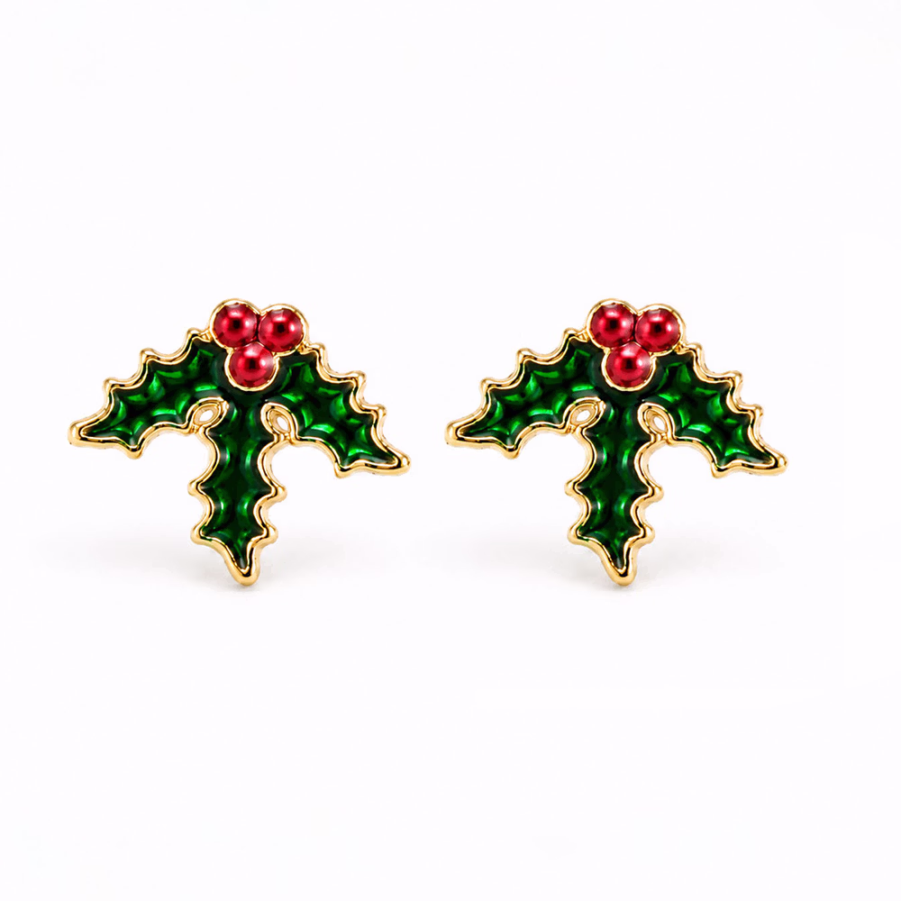 Holly Leaf Stud Earrings - Image 4