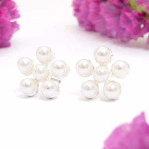Pearl Flower Cluster Stud Earrings