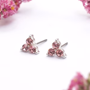 Pink Crystal Trio Stud Earrings