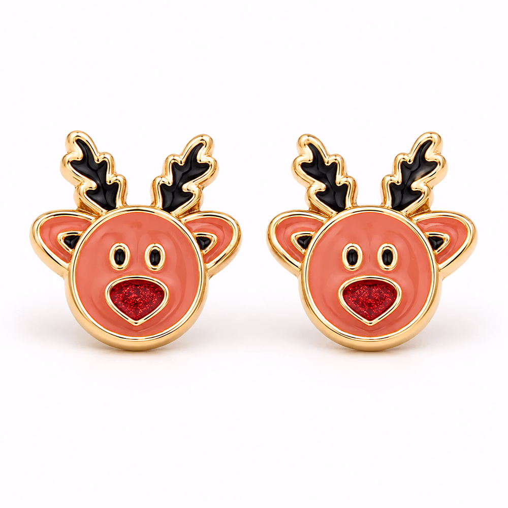 Reindeer Face Stud Earrings - Image 5