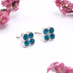 Turquoise Crystal Cluster Stud Earrings