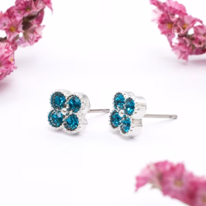 Turquoise Crystal Cluster Stud Earrings