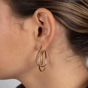 Gold Triple Hoop Drop Earrings