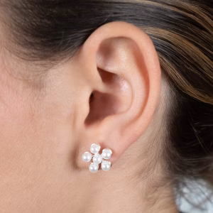 Pearl Flower Cluster Stud Earrings