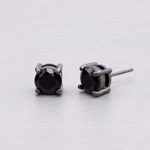 6mm Black Crystal Stud Earrings