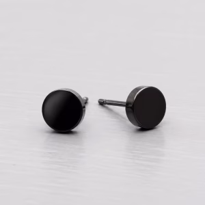 Black Magic Round Stud Earrings