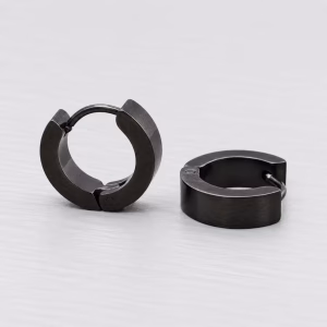 Black 14mm Huggie Hoop Earrings