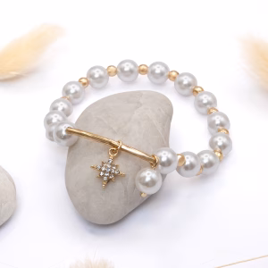 Pearl and Gold Star Stretch Bracelet