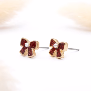 Petite Bow Pearl Stud Earrings