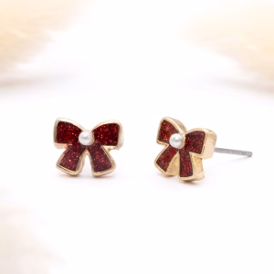 Petite Bow Pearl Stud Earrings
