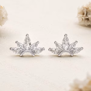 Silver Wing CZ Stud Earrings