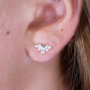 Silver Wing CZ Stud Earrings