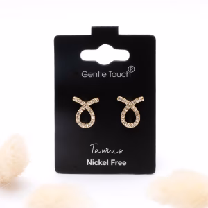 Taurus Zodiac Crystal Gold Stud Earrings