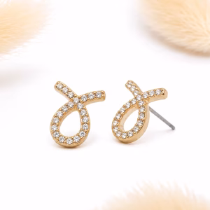 Taurus Zodiac Crystal Gold Stud Earrings