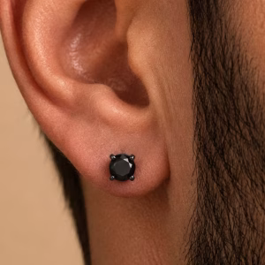 6mm Black Crystal Stud Earrings