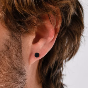6mm Black Donut Stud Earrings