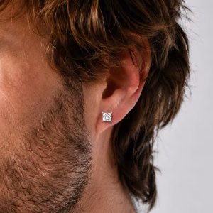 8mm Square Clear Crystal Stud Earrings