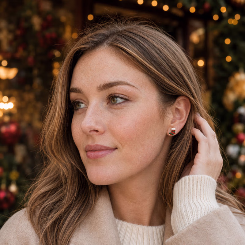 Christmas Stocking Stud Earrings - Image 3
