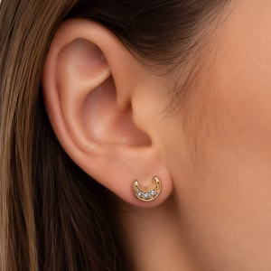 Gold Solar Eclipse Stud Earrings