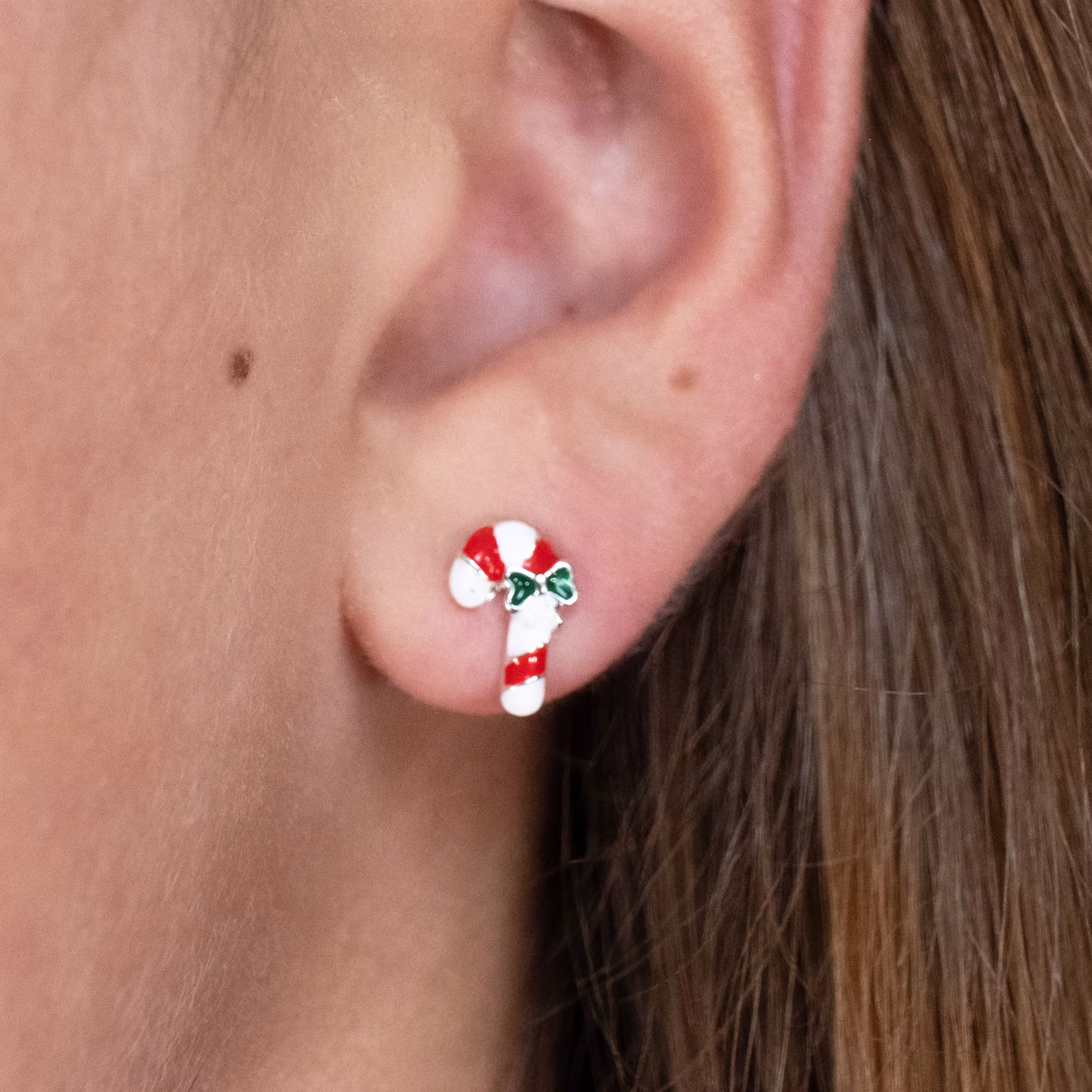 Petite Candy Cane Stud Earrings - Image 2