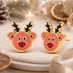 Reindeer Face Stud Earrings
