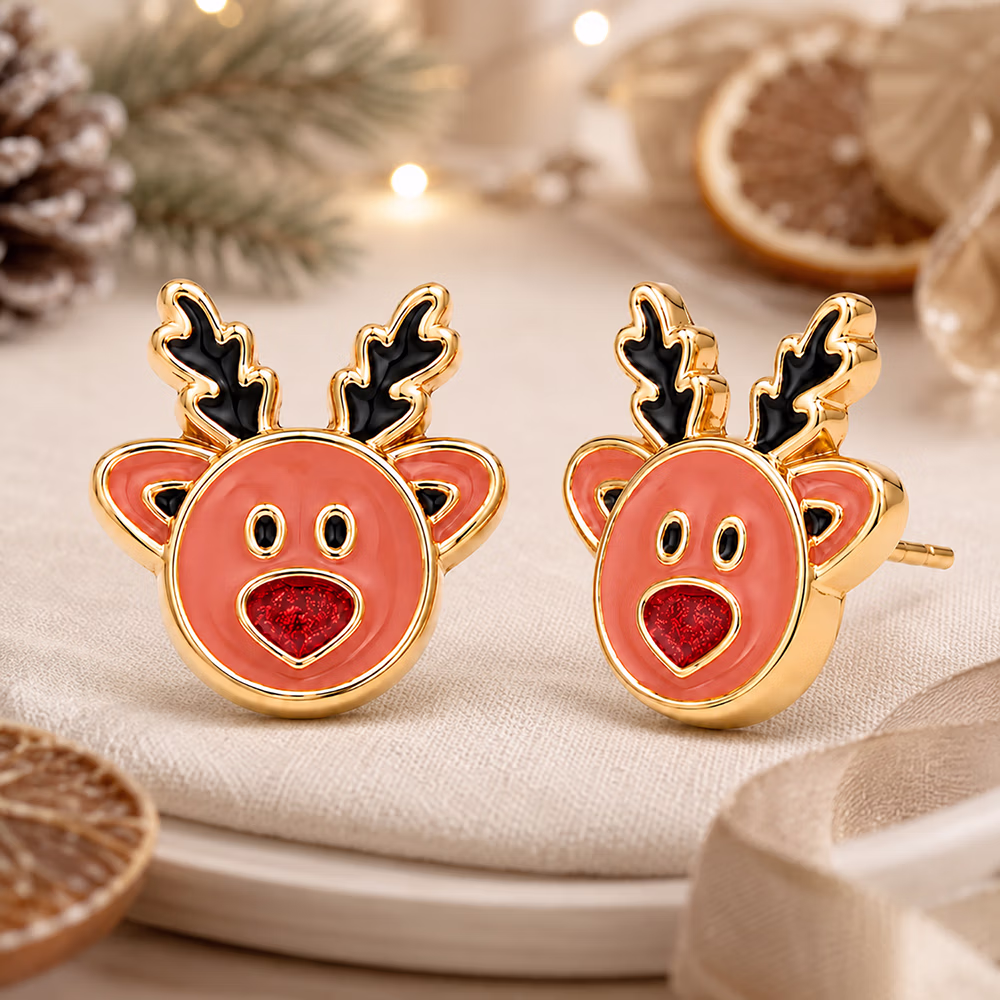 Reindeer Face Stud Earrings