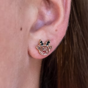 Reindeer Face Stud Earrings