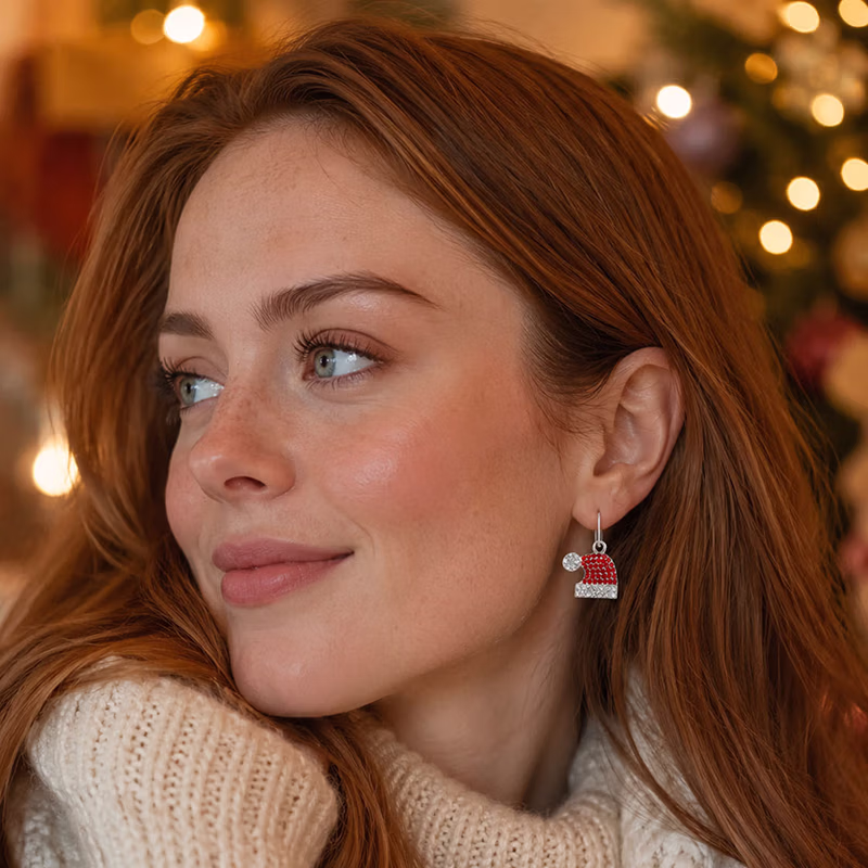 Santa Hat Drop Earrings - Image 3
